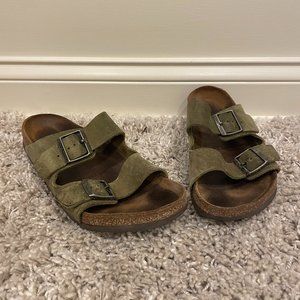 Mens Shoes Birkenstock ARIZONA Soft Footbed Sandals Faded Khaki Oiled Leather